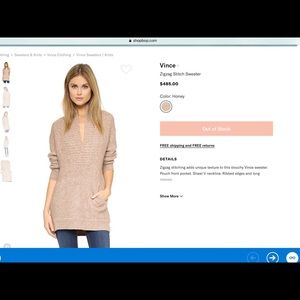 Vince XS S Chevron zig zag shawl wool sweater